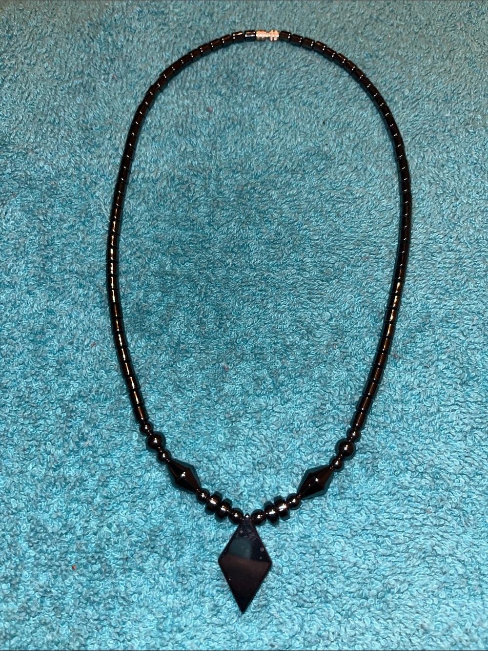 Hematite Geometric Pendant Beaded Necklace - Women Jewelry